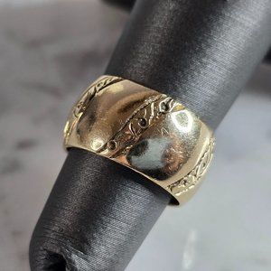 Womens Vintage Estate 14K Yellow Gold Cigar Band Ring 5.1g E7276